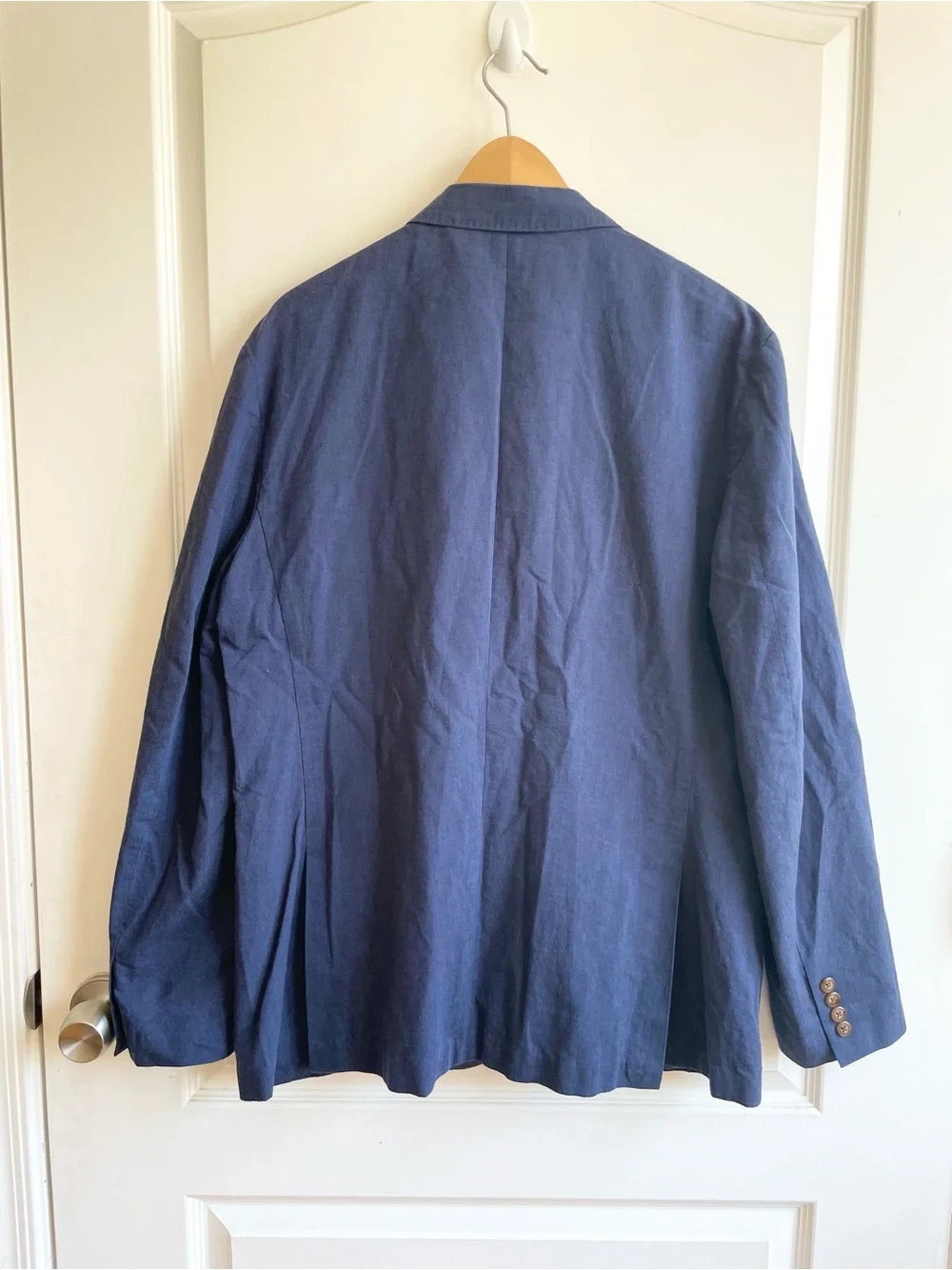 J Crew Mens Blazer Ludlow Unlined Somelos 44R Slim Navy Linen Cotton Summer
